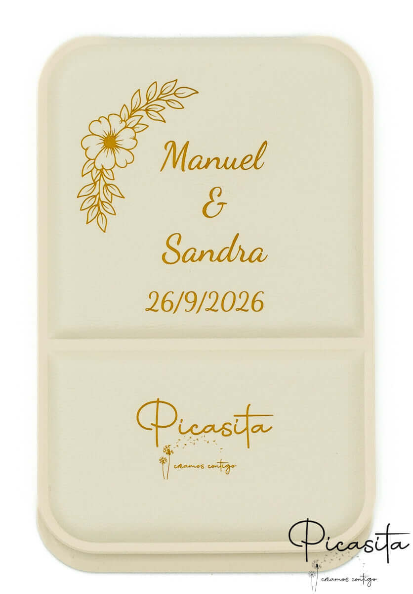 Espejo de bolsillo rectangular en cuero sintético de color elegante para regalo de boda