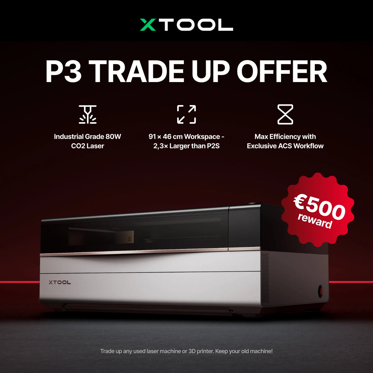 Zona en blanco de una pieza grabada con la xTool P3 con puntos no deseados