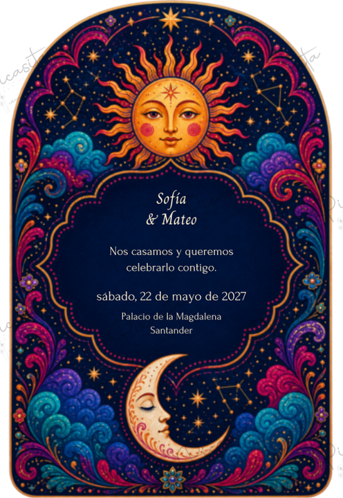 Invitación de boda personalizada diseño Celestial joya