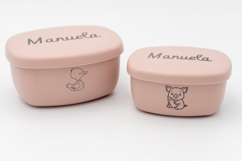 Personalisierte kleine Silikon-Tupperware (2 Stück)