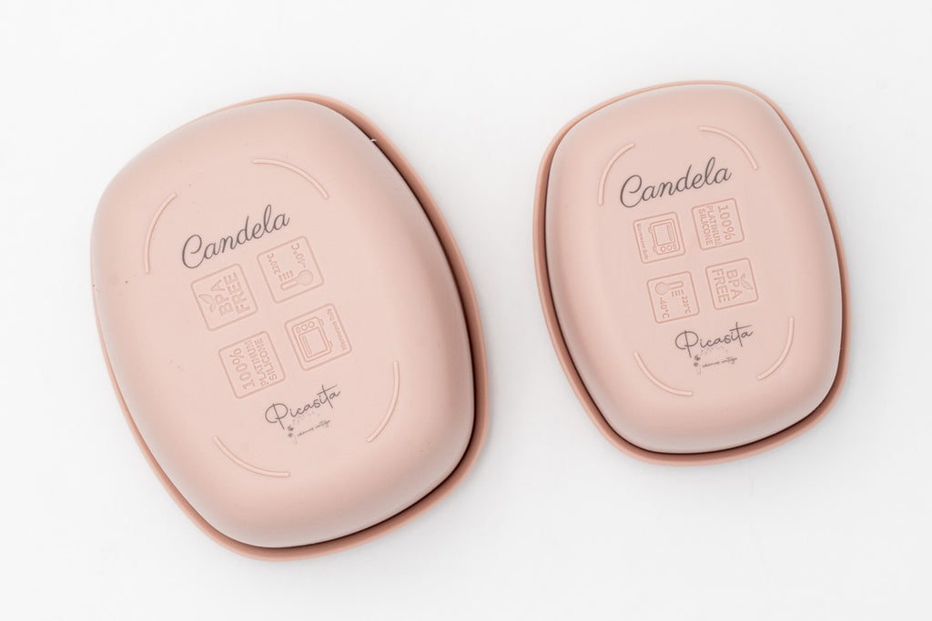 Tapas rosa de dos tuppers personalizadas con nombre y dibujos