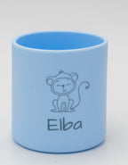 Vaso azul claro personalizado con nombre y dibujo