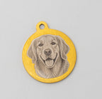 Medalla personalizada para perro de acero dorado con fotografía de mascota grabada a láser