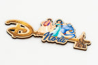 Detail eines Schlüssels mit personalisiertem Namen und Aladdin-Motiv