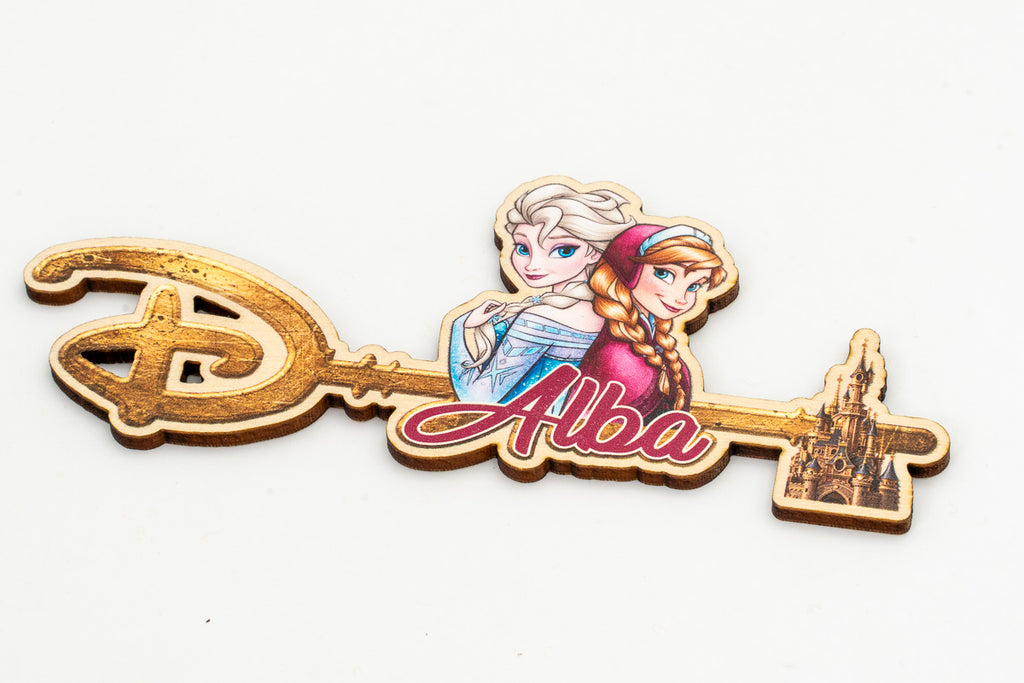 Disney-Schlüssel mit personalisiertem Namen und Figuren aus Die Eiskönigin