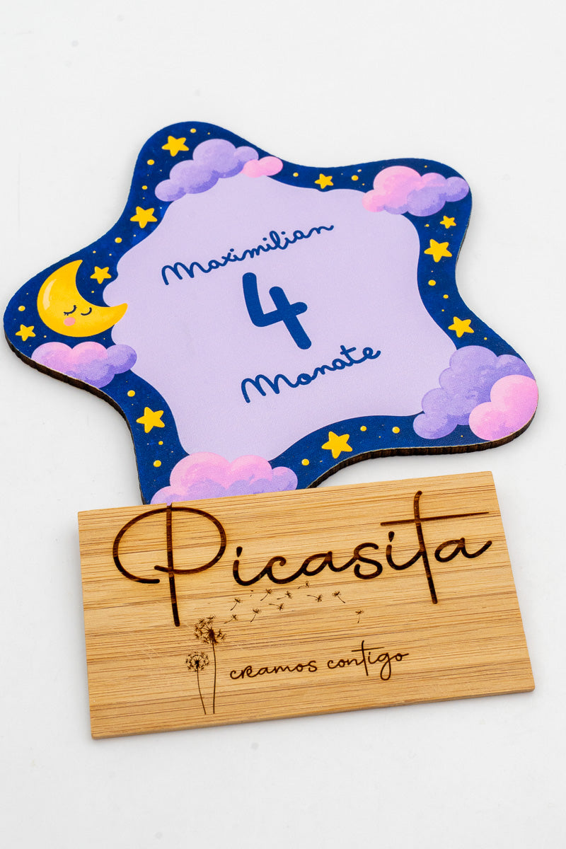 Personalisierte Meilensteinkarten aus Holz für Babys