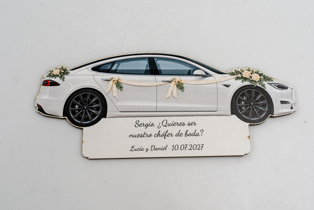 Möchtest du mein Hochzeitschauffeur sein? — Personalisiertes Holzschild