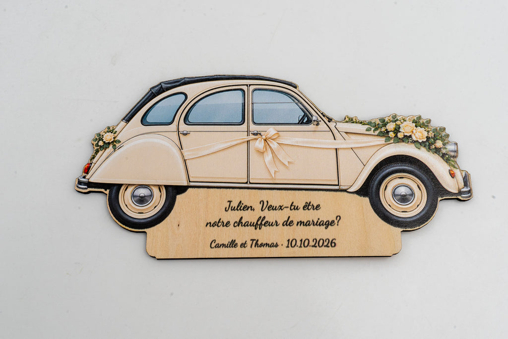 Möchtest du mein Hochzeitschauffeur sein? — Personalisiertes Holzschild