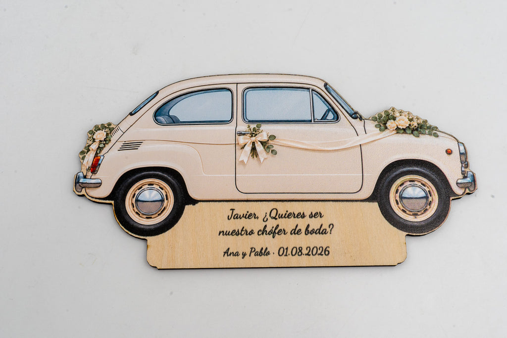 Möchtest du mein Hochzeitschauffeur sein? — Personalisiertes Holzschild