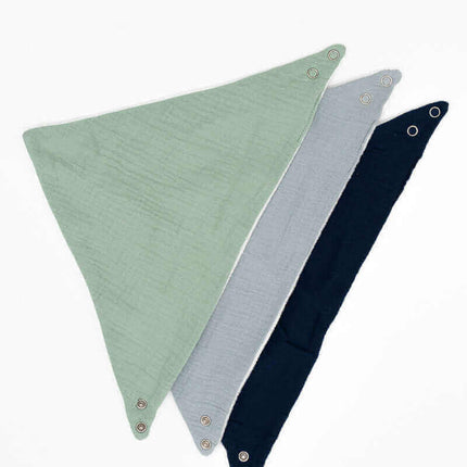 Baberos Muselina Verde-Gris-Negro