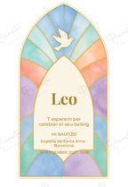 Invitació de Baptisme Llum de vitrall · Leo