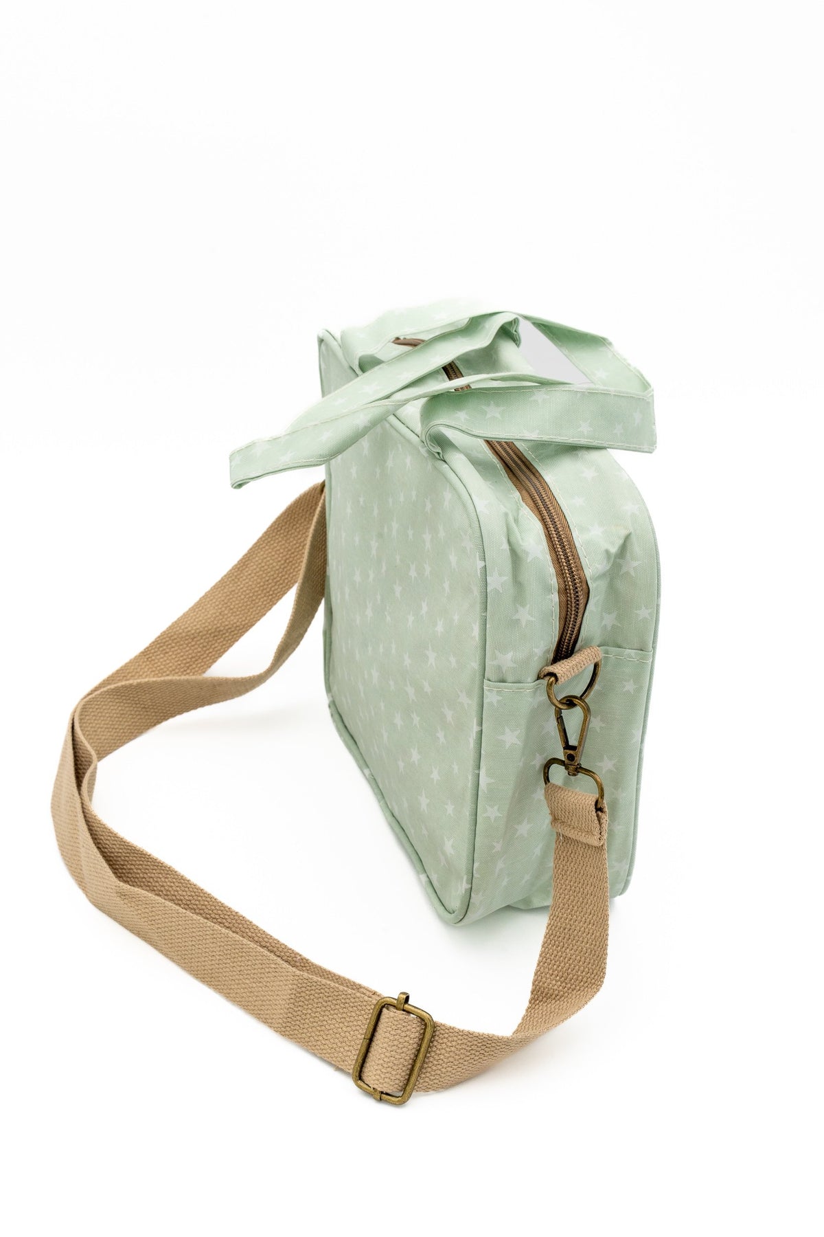 Grüne Wechselwäsche-Tasche mit Sternen und Schultergurt