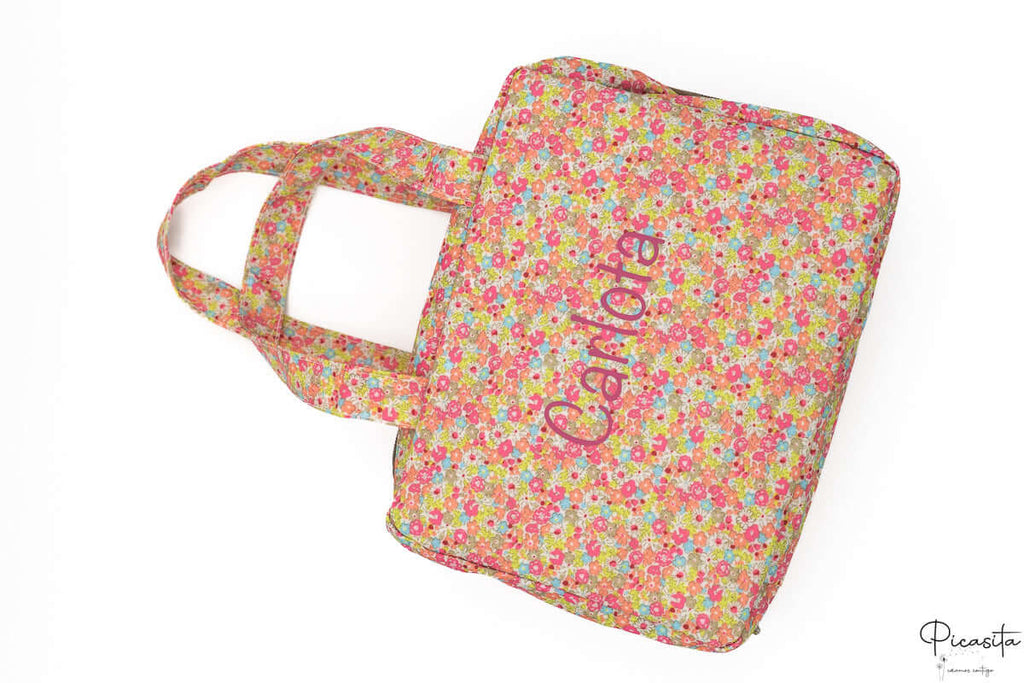 Bolsa de Cambio Doble Compartimento Flores Rosa