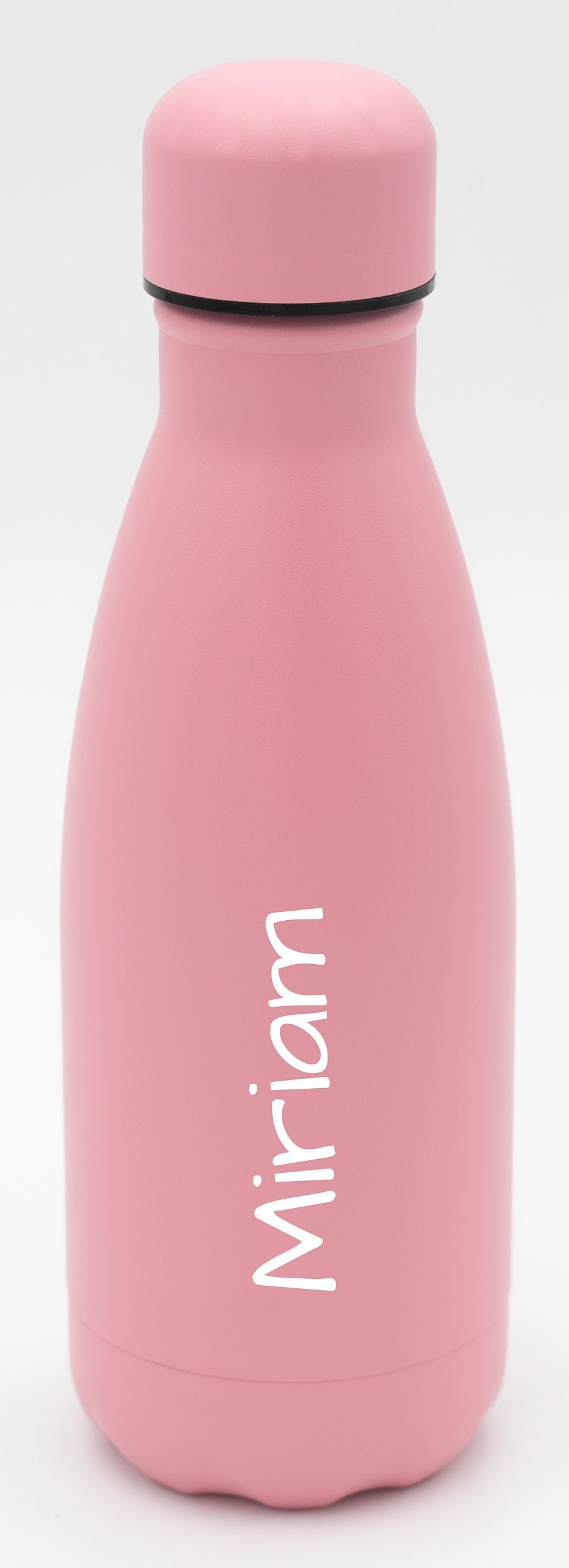 Rosa Thermosflasche, 350 ml, mit vertikal eingraviertem Namen Miriam