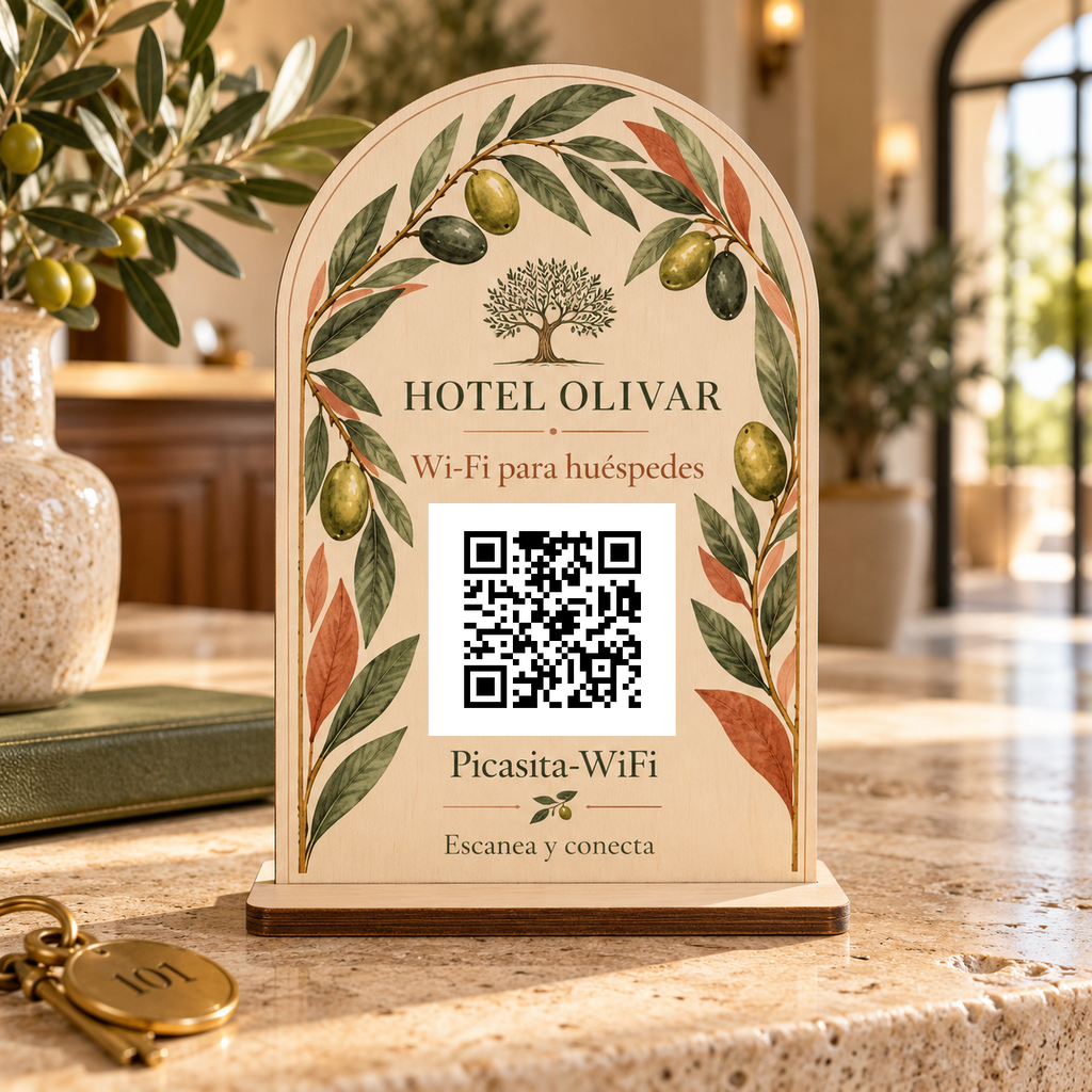 Simulation von Botanisches Schild mit WLAN-QR-Code · Beispiel 1