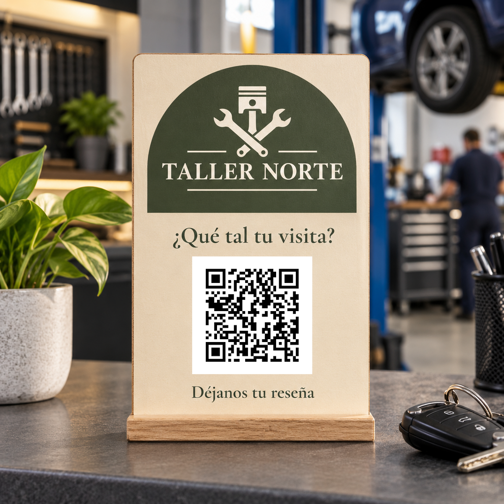 Simulation von Personalisiertes Schild mit QR-Code für Bewertungen · Beispiel 1