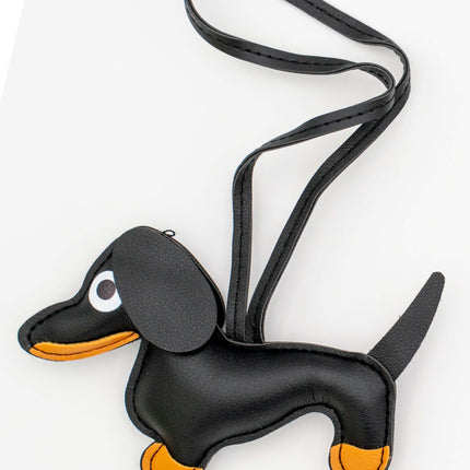 Colgantes para Bolsos de Cuero PU Perro Salchicha Negro