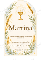 Invitación de Primera Comunión Trigal luminoso · Martina
