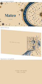Digitale Darstellung: Personalisierte Uhrenbox für den Bräutigam — Firmamento. Holzbox mit 24 × 16 cm; Uhr nicht enthalten.