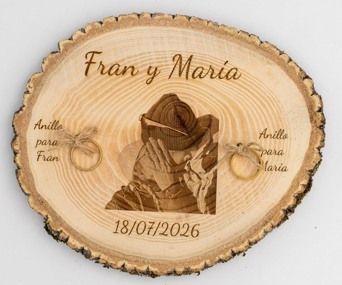 Porta Alianzas de Madera Natural Personalizado