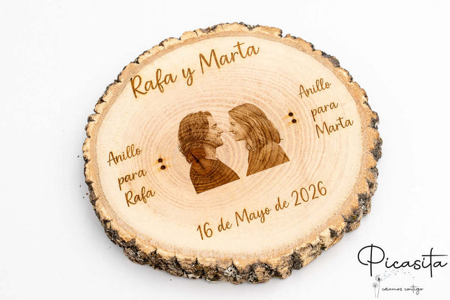 Porta Alianzas de Madera Natural Personalizado