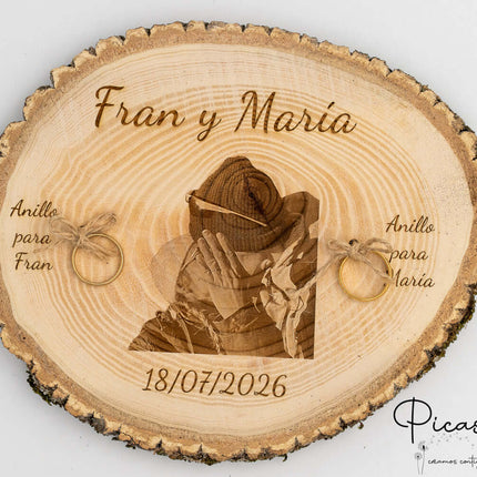 Porta Alianzas de Madera Natural Personalizado