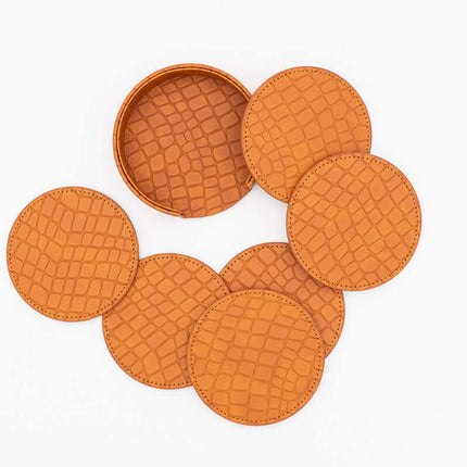 Posavasos Cuero Sintetico PU Cocodrilo (Pack 6)