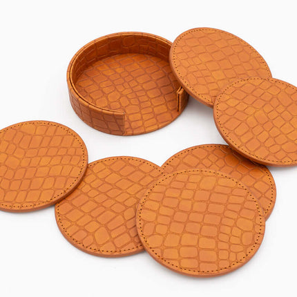 Posavasos Cuero Sintetico PU Cocodrilo (Pack 6)