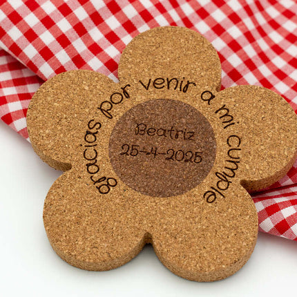 Posavasos de Corcho Natural Personalizados Flor