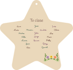 Beispielschild in Sternform: Rückseite mit fiktiven Namen von Kindern.
