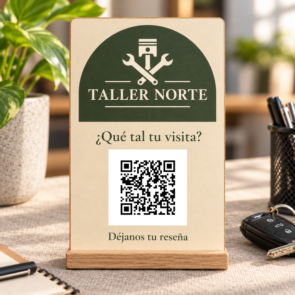 Simulation von Personalisiertes Schild mit QR-Code für Bewertungen · Detailansicht