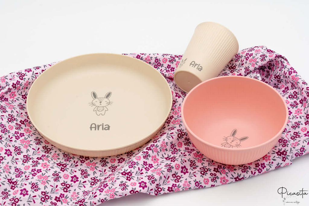 Set Vajilla Infantil Personalizada (Plato, Bol, Vaso)