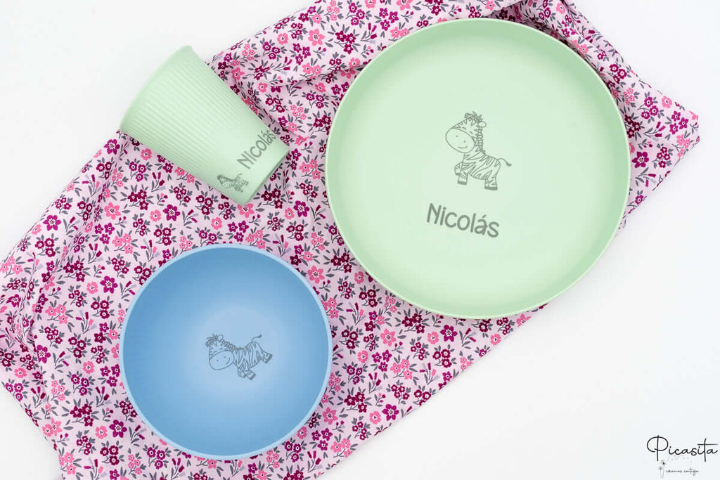Set Vajilla Infantil Personalizada (Plato, Bol, Vaso)